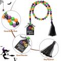 41.3 Inches Halloween Wood Bead Garland with Tassel Tag Wood Beads