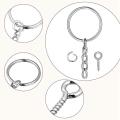 210pcs Split Key Rings Bulk with Chain 25mm Open Rings Screw Eye Pins