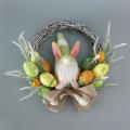 Easter Rabbit Gnome Wreath Decor for Front Door Wall Home Decoration