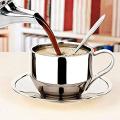 Set Of 6 Coffee Cup with Spoon Set,stainless Steel 125ml/4.2 Oz