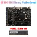 B250c Btc Mining Motherboard+ddr4 8g 2133mhz Ram 12xpcie to Usb3.0