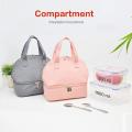 Double Compartment Lunch Bag for Women & Kids Insulated Tote ,pink