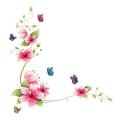Flower Butterfly Wall Paper Decals Removable Wall Sticker 64cm*62cm