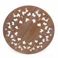 Carved Flower Carving Round Wood Appliques Figurine15x15x2cm