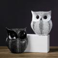 Statues for Owl Black White Resin Living Room Decor for Interior-b