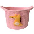 Handmade Storage Basket Cotton Rope Woven Toy Organizer, Pink