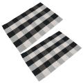 2x Cotton Buffalo Plaid Rugs, 23.6inch X35.4inch (black and White)