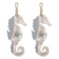 Wooden Decor Seahorse with Starfish & Shells for Nautical Decoration