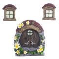 3pcs Fairy House Door Windows Miniature Figurine for Home Decor
