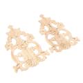 2 Pcs European Style Wooden Carved Onlay Appliques Decor
