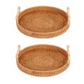 Rattan Storage Tray,round Basket with Handle,food Breakfast Display L