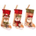 3 Pcs Christmas Stocking Santa Claus Candy Sock Bag Xmas Tree Hanging