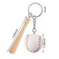 16 Pcs Mini Baseball Keychain with Wooden Bat for Sports Theme Party