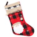 Christmas Home Decor Socks, Red Black Plaid, Gift Bags Santa Claus