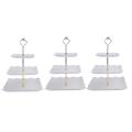 3 Pack Square 3 Tier White Cupcake Stand for Wedding Birthday Party