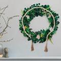 Wooden Beaded Wreath with Tassels Farmhouse Decoration Handmade