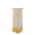 Macrame Wall Hanging Beige and Yellow Woven Tapestry for Decoration