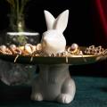 Lovely Rabbit Storage Decoration Resin Sculpture Home Storage Tray B