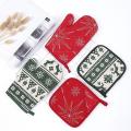 Christmas Microwave Oven Gloves Thick Cloth Insulation Pad, Red