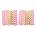 Biodegradable Paper Straws, 100 Pink for Party Supplies, Birthday