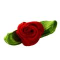 100x Ribbon Rose Flower Leaf Decor Applique Sewing Diy Red