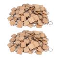 120pcs Blank Square Wooden Keychain Diy Key Tag Gift