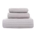 3-piece Waffle-pattern Towels Set Square Towel & Towel Grey