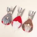 3pcs Christmas Hat Cutlery Rack Fork Spoon Pocket Christmas Bag
