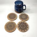 Round Cork Coaster with Bracket Heat Insulation Anti Skid Meal Mat