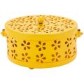 Nordic Retro Metal Hollow Floral Mosquito Coil Holder(yellow)