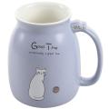2x New Sesame Cat Heat-resistant Cup Color Cartoon with Lid Cup(blue)