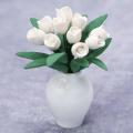 1/12 Scale Dollhouse White Tulips, for Doll House Decoration Toy