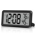Digital Alarm Clock,battery Operated Lcd Electronic Clock Black