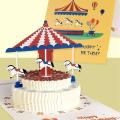 3d Pop-up Birthday Card with Carousel Cake Design Design