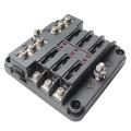 6-way Fuse Box with Negative Led Lampfor Auto, Rv, Car, Boat, Marine