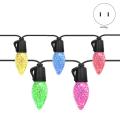 15m Patio Lights with 25 Colorful Led Bulbs, with Remote Us Plug