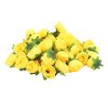 Yellow Fabric Silk Artificial Rose Flower Heads for Decoration 50 Pcs