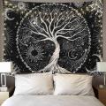Tree Tapestry Moon and Sun Black Wall Hanging Tapestry Psychedelic