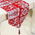 Elk Table Runner with Tassel Classic Red and White Xmas for Holiday 1