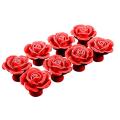 8pcs Rose Door Knobs Cabinet Handles Pull for Home Kitchen ( Red )