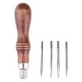 4 In 1 Leather Craft Sewing Kit with Wooden Handle, Diamond Awl Diy