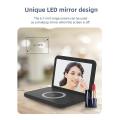 Led Alarm Clock with Mirror Phone Holder Wireless Charging Stand B