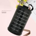 Motivational Large Water Bottle with Time Marker, for Fitness,balck