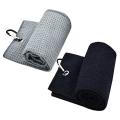 2 Pcs Sports Towel Golf Towel with Hook and Loop(black + Gray)