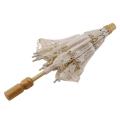 12 Inch Mini Vintage Wood Cotton Umbrella for Wedding Gift(beige)