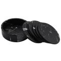 Coasters for 6-piece with Holder,marble Black Round Cup Mat Set