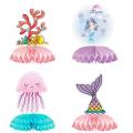 9 Pcs Mermaid Theme Party Honeycomb Centerpieces Ornaments for Tables