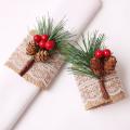 Burlap Napkin Rings Set Of 12,by Pinecones and Berries,for Christmas