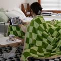 Retro Checkerboard Flannel Blanket Sleeping Four Seasons Cover B