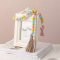 2 Pieces Easter Wood Bead Garland with Tassels and Bunny Tag
